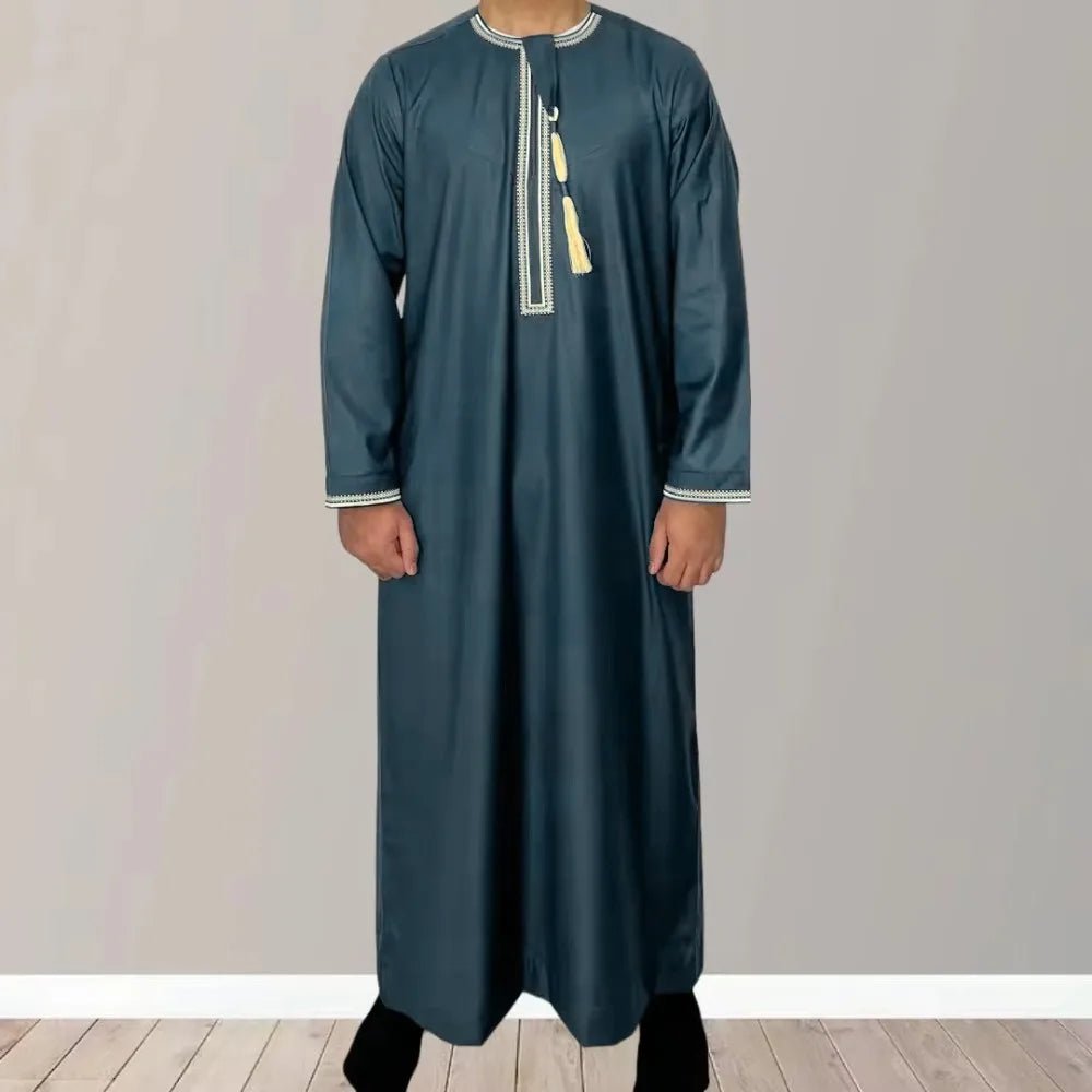 Nouveaux hommes musulmans à manches longues Robe pull Abaya Daffah Jubba Thobe Pakistan saoudien arabe caftan Islam vêtements Robe de prière Afghan - FATAONNouveaux hommes musulmans à manches longues Robe pull Abaya Daffah Jubba Thobe Pakistan saoudien arabe caftan Islam vêtements Robe de prière AfghanMode HommeFATAON