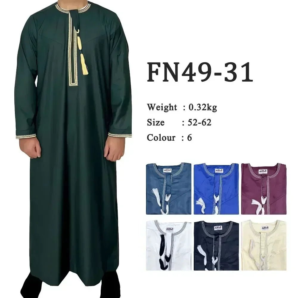 Nouveaux hommes musulmans à manches longues Robe pull Abaya Daffah Jubba Thobe Pakistan saoudien arabe caftan Islam vêtements Robe de prière Afghan - FATAONNouveaux hommes musulmans à manches longues Robe pull Abaya Daffah Jubba Thobe Pakistan saoudien arabe caftan Islam vêtements Robe de prière AfghanMode HommeFATAON