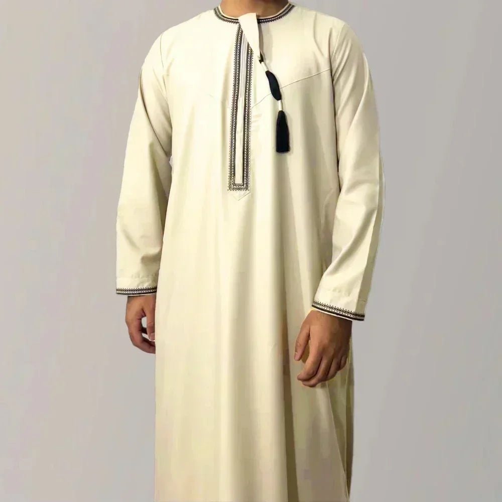 Nouveaux hommes musulmans à manches longues Robe pull Abaya Daffah Jubba Thobe Pakistan saoudien arabe caftan Islam vêtements Robe de prière Afghan - FATAONNouveaux hommes musulmans à manches longues Robe pull Abaya Daffah Jubba Thobe Pakistan saoudien arabe caftan Islam vêtements Robe de prière AfghanMode HommeFATAON