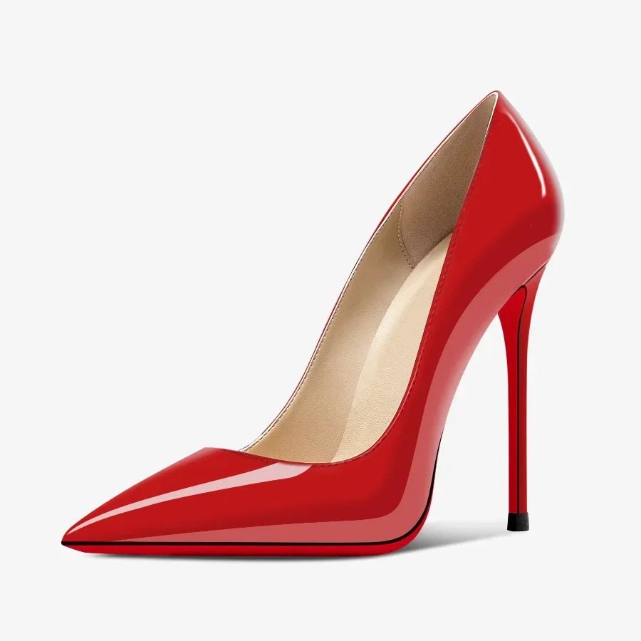 Nouveaux talons hauts noirs pointus de 12cm pour femmes, talons fins avec tempérament sexy, bouche peu profonde, chaussures simples à semelle rouge 34-46 - FATAONNouveaux talons hauts noirs pointus de 12cm pour femmes, talons fins avec tempérament sexy, bouche peu profonde, chaussures simples à semelle rouge 34-46Mode FemmeFATAON