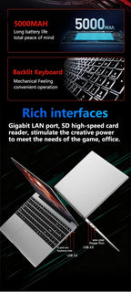 Nouvel Ordinateur Portable 15,6 Pouces Intel 6500Y 32 Go DDR3 512 Go 1 To 2 To SSD Windows 11 Rétroéclairé Lecteur d'Empreintes Digitales Gaming et Bureautique - FATAONNouvel Ordinateur Portable 15,6 Pouces Intel 6500Y 32 Go DDR3 512 Go 1 To 2 To SSD Windows 11 Rétroéclairé Lecteur d'Empreintes Digitales Gaming et BureautiqueProductivité & OrganisationFATAON