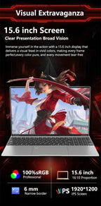 Nouvel Ordinateur Portable 15,6 Pouces Intel 6500Y 32 Go DDR3 512 Go 1 To 2 To SSD Windows 11 Rétroéclairé Lecteur d'Empreintes Digitales Gaming et Bureautique - FATAONNouvel Ordinateur Portable 15,6 Pouces Intel 6500Y 32 Go DDR3 512 Go 1 To 2 To SSD Windows 11 Rétroéclairé Lecteur d'Empreintes Digitales Gaming et BureautiqueProductivité & OrganisationFATAON