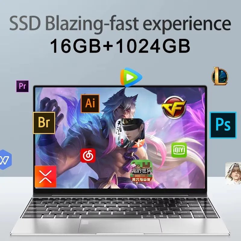 Nouvel ordinateur portable ultra fin 14,1 pouces, 16 Go de RAM, 2 To de SSD, Intel 4405U, PC de jeu, écran 1920*1080, ordinateur de bureau, ordinateur d'étude, PC Windows 11 Pro - FATAONNouvel ordinateur portable ultra fin 14,1 pouces, 16 Go de RAM, 2 To de SSD, Intel 4405U, PC de jeu, écran 1920*1080, ordinateur de bureau, ordinateur d'étude, PC Windows 11 ProProductivité & OrganisationFATAON