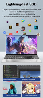 Nouvel ordinateur portable ultra fin 14,1 pouces, 16 Go de RAM, 2 To de SSD, Intel 4405U, PC de jeu, écran 1920*1080, ordinateur de bureau, ordinateur d'étude, PC Windows 11 Pro - FATAONNouvel ordinateur portable ultra fin 14,1 pouces, 16 Go de RAM, 2 To de SSD, Intel 4405U, PC de jeu, écran 1920*1080, ordinateur de bureau, ordinateur d'étude, PC Windows 11 ProProductivité & OrganisationFATAON
