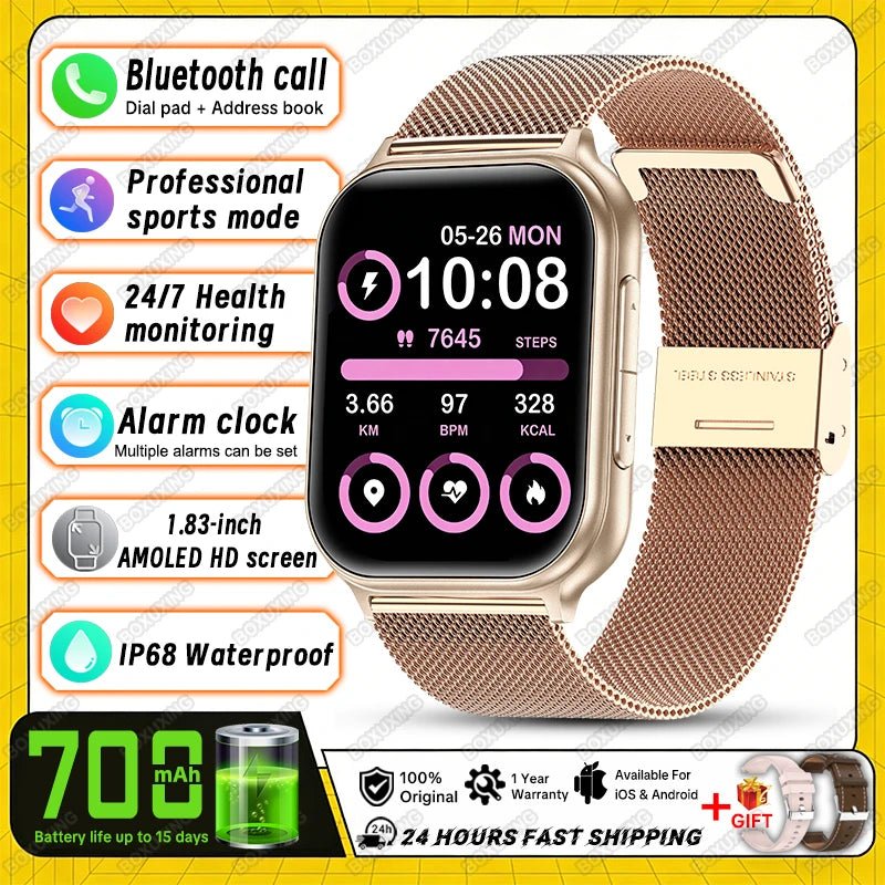 Nouvelle montre connectée 2026 pour femmes, suivi sportif et de forme physique, étanche IP68, fréquence cardiaque 24h intégrée, appels Bluetooth, montre connectée tendance pour femmes - FATAONNouvelle montre connectée 2026 pour femmes, suivi sportif et de forme physique, étanche IP68, fréquence cardiaque 24h intégrée, appels Bluetooth, montre connectée tendance pour femmesMode FemmeFATAON