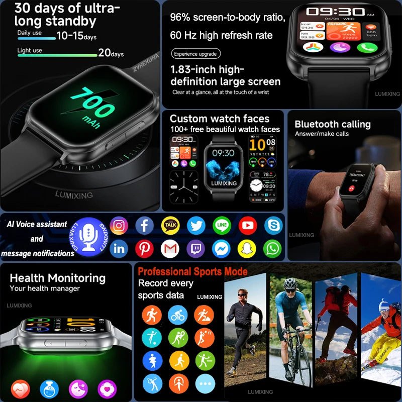 Nouvelle montre connectée 2026 pour femmes, suivi sportif et de forme physique, étanche IP68, fréquence cardiaque 24h intégrée, appels Bluetooth, montre connectée tendance pour femmes - FATAONNouvelle montre connectée 2026 pour femmes, suivi sportif et de forme physique, étanche IP68, fréquence cardiaque 24h intégrée, appels Bluetooth, montre connectée tendance pour femmesMode FemmeFATAON