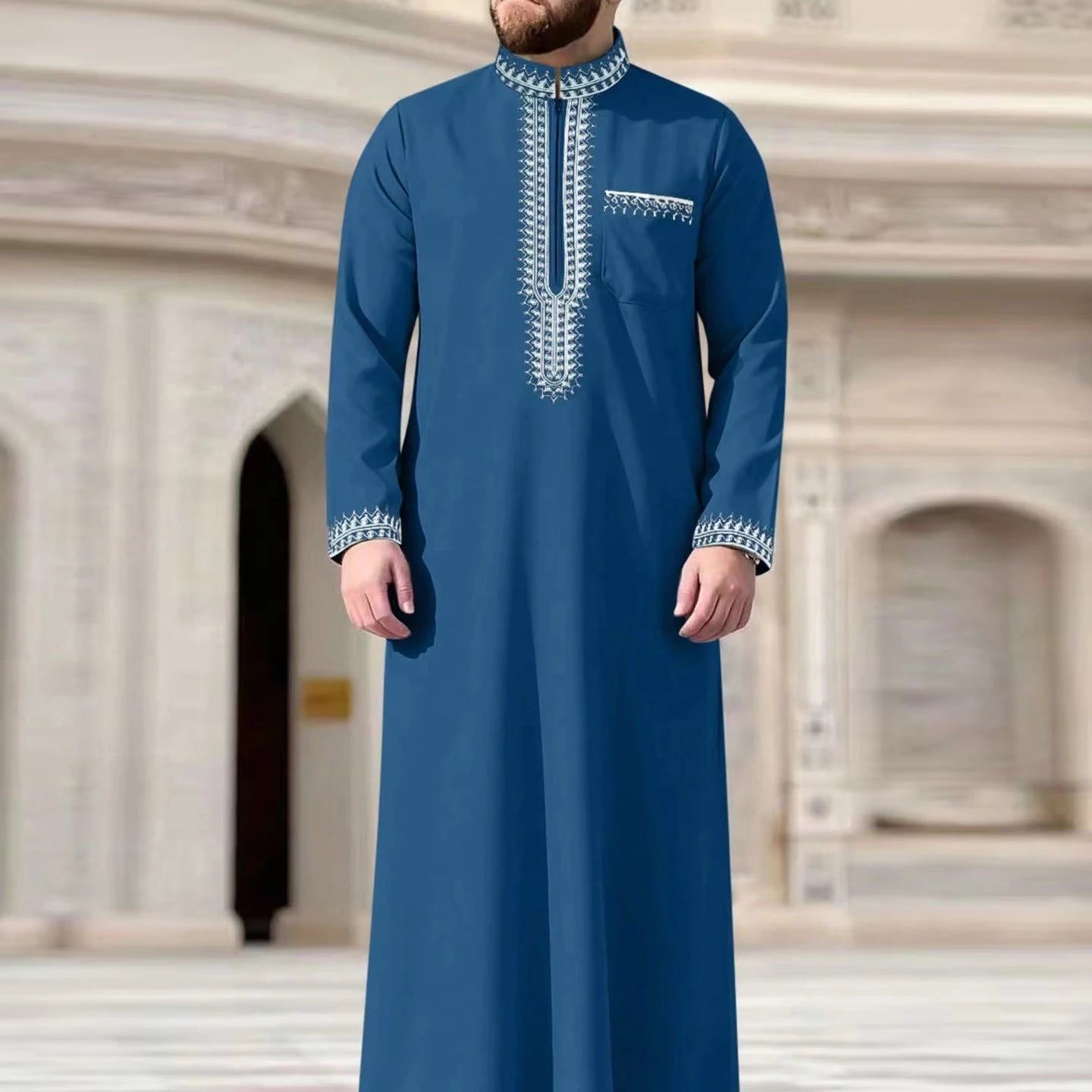 Nouvelle robe islamique musulmane pour hommes, thobe à manches longues, broderie classique, robe de style ethnique arabe, robe décontractée formelle pour hommes, robe de prière - FATAONNouvelle robe islamique musulmane pour hommes, thobe à manches longues, broderie classique, robe de style ethnique arabe, robe décontractée formelle pour hommes, robe de prièreMode HommeFATAON