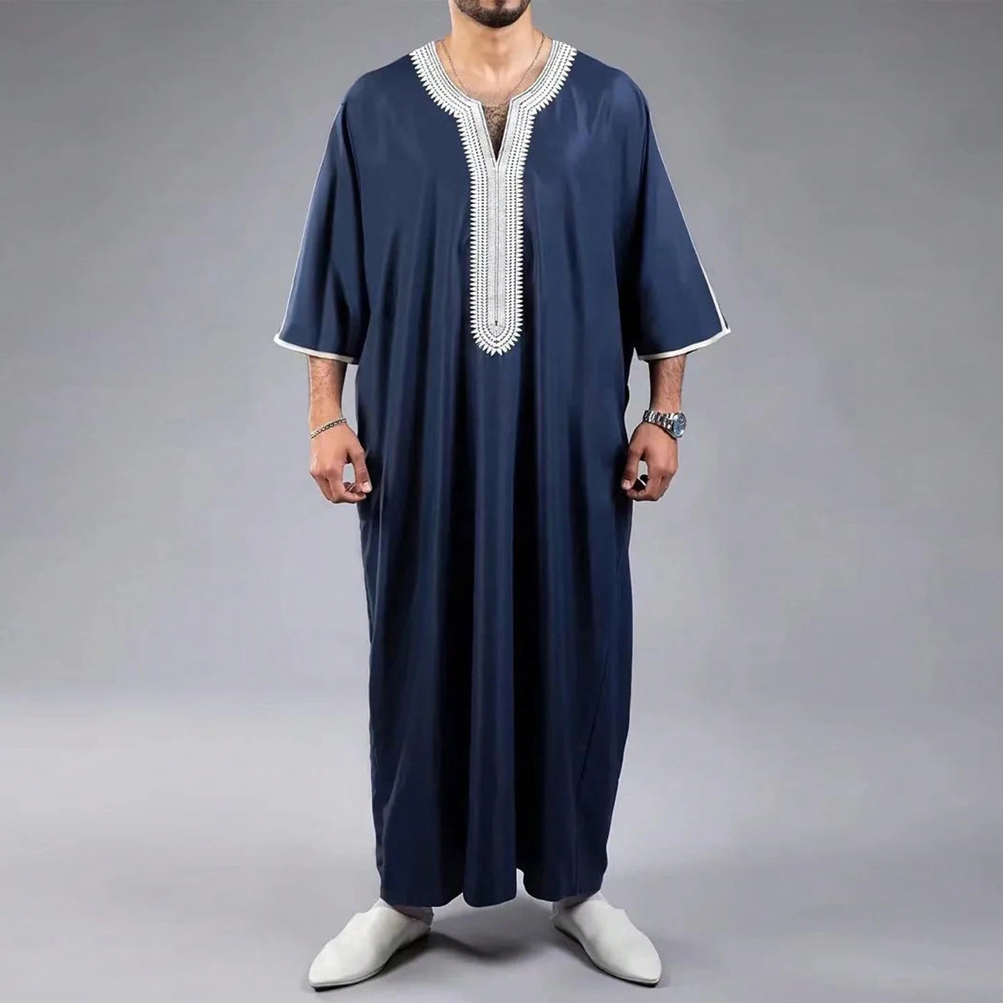 Nouvelle robe islamique musulmane pour hommes, thobe à manches longues, broderie classique, robe de style ethnique arabe, robe décontractée formelle pour hommes, robe de prière - FATAONNouvelle robe islamique musulmane pour hommes, thobe à manches longues, broderie classique, robe de style ethnique arabe, robe décontractée formelle pour hommes, robe de prièreMode HommeFATAON