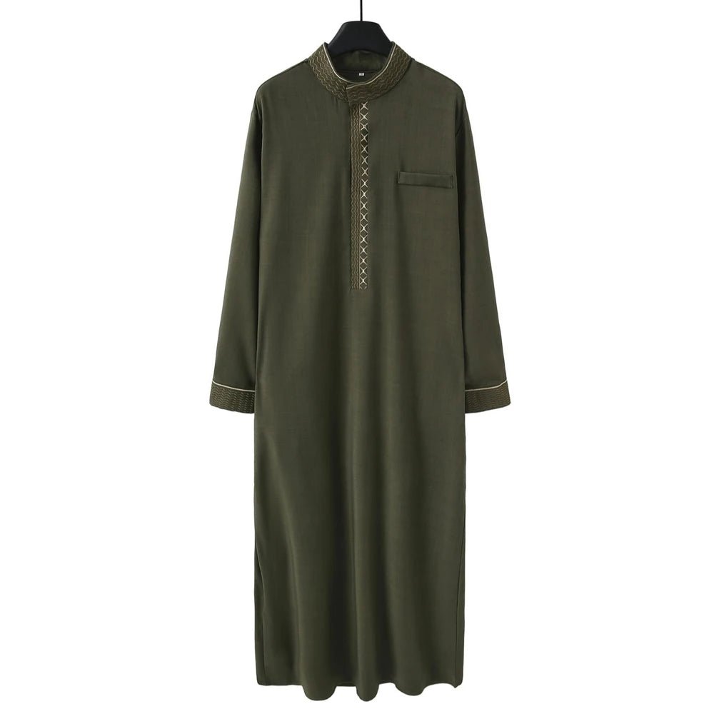 Nouvelle robe islamique musulmane pour hommes, thobe à manches longues, broderie classique, robe de style ethnique arabe, robe décontractée formelle pour hommes, robe de prière - FATAONNouvelle robe islamique musulmane pour hommes, thobe à manches longues, broderie classique, robe de style ethnique arabe, robe décontractée formelle pour hommes, robe de prièreMode HommeFATAON