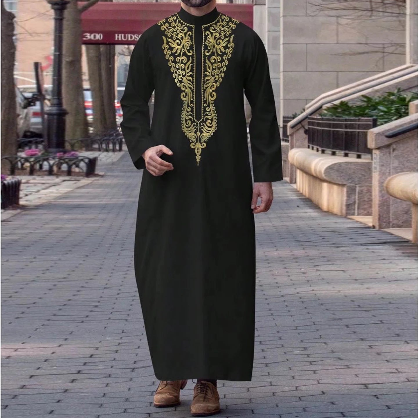 Nouvelle robe islamique musulmane pour hommes, thobe à manches longues, broderie classique, robe de style ethnique arabe, robe décontractée formelle pour hommes, robe de prière - FATAONNouvelle robe islamique musulmane pour hommes, thobe à manches longues, broderie classique, robe de style ethnique arabe, robe décontractée formelle pour hommes, robe de prièreMode HommeFATAON