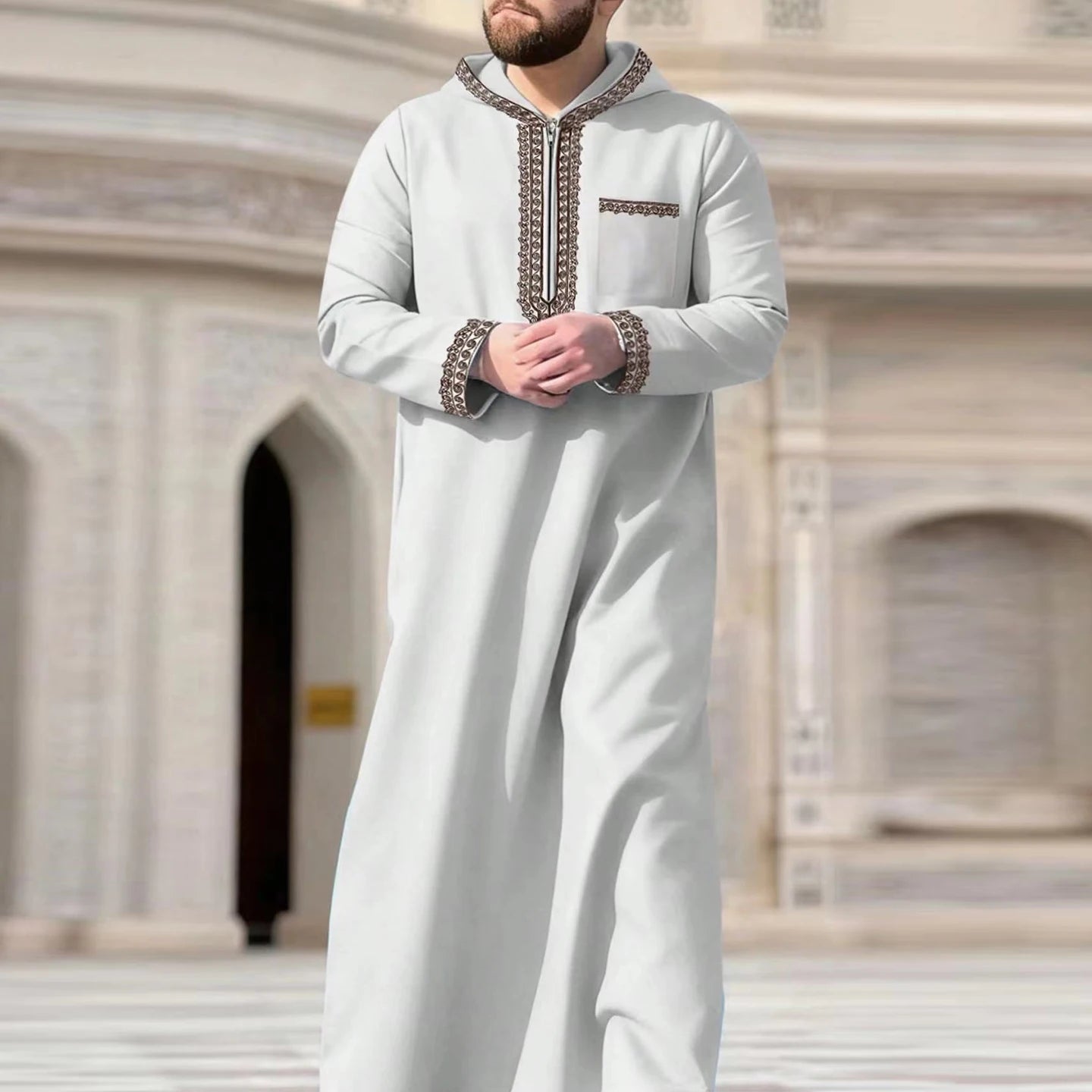 Nouvelle robe islamique musulmane pour hommes, thobe à manches longues, broderie classique, robe de style ethnique arabe, robe décontractée formelle pour hommes, robe de prière - FATAONNouvelle robe islamique musulmane pour hommes, thobe à manches longues, broderie classique, robe de style ethnique arabe, robe décontractée formelle pour hommes, robe de prièreMode HommeFATAON