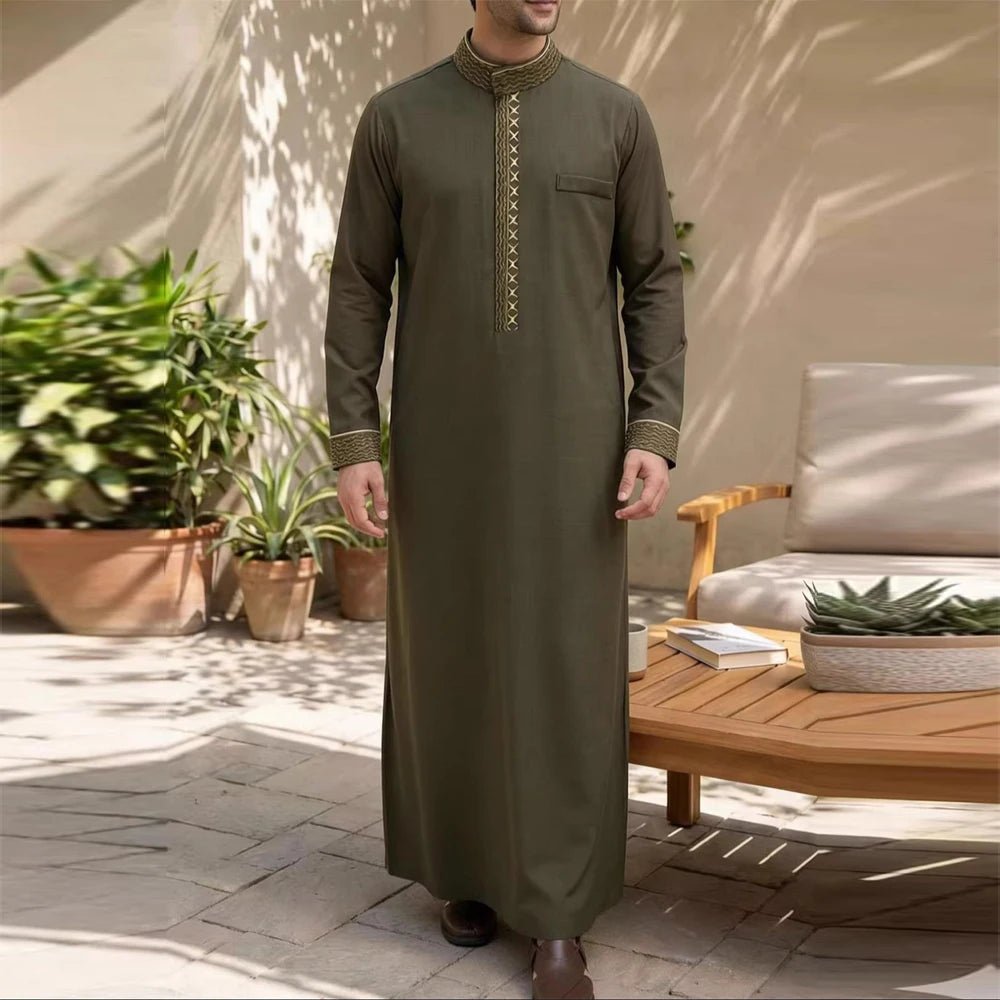 Nouvelle robe islamique musulmane pour hommes, thobe à manches longues, broderie classique, robe de style ethnique arabe, robe décontractée formelle pour hommes, robe de prière - FATAONNouvelle robe islamique musulmane pour hommes, thobe à manches longues, broderie classique, robe de style ethnique arabe, robe décontractée formelle pour hommes, robe de prièreMode HommeFATAON