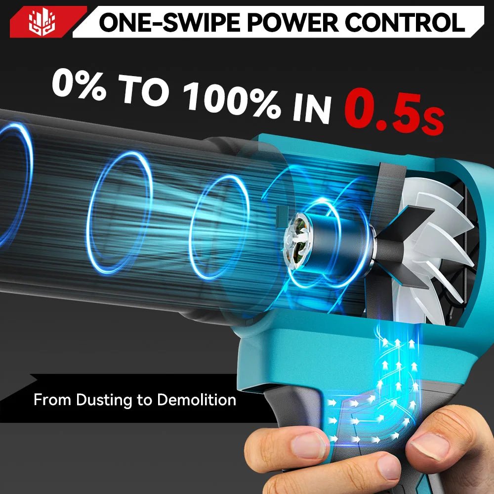 ONEVAN 400 M/s souffleurs Turbo électriques sans brosse 300000 tr/min souffleur de feuilles portatif outil de soufflage de poussière pour batterie Makita 18 V - FATAONONEVAN 400 M/s souffleurs Turbo électriques sans brosse 300000 tr/min souffleur de feuilles portatif outil de soufflage de poussière pour batterie Makita 18 VOutils & PerformanceFATAON