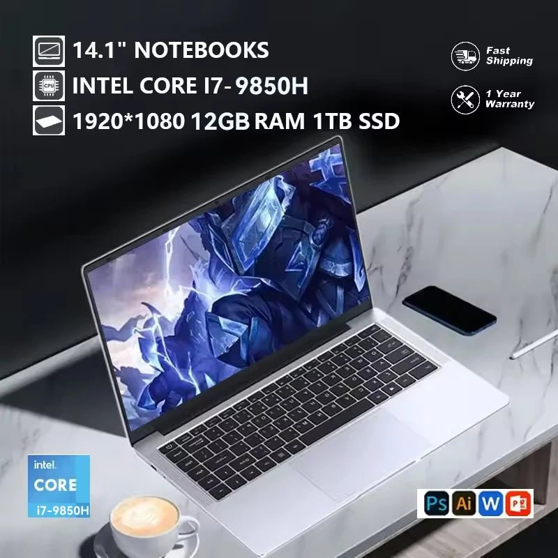 Ordinateur portable 2026 Core i7 9850H A3950, Windows 11 Pro, 16 Go de RAM, 1 To SSD, écran HD 1920*1080, PC de jeu portable pour gamer - FATAONOrdinateur portable 2026 Core i7 9850H A3950, Windows 11 Pro, 16 Go de RAM, 1 To SSD, écran HD 1920*1080, PC de jeu portable pour gamerProductivité & OrganisationFATAON