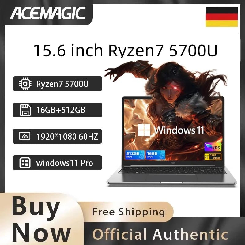 Ordinateur portable ACEMAGIC 15,6 pouces FHD, AMD Ryzen 7 5700U, 16 Go de DDR4, 512 Go de SSD, Windows 11 Pro, léger, pour le jeu, les affaires, les étudiants - FATAONOrdinateur portable ACEMAGIC 15,6 pouces FHD, AMD Ryzen 7 5700U, 16 Go de DDR4, 512 Go de SSD, Windows 11 Pro, léger, pour le jeu, les affaires, les étudiantsProductivité & OrganisationFATAON