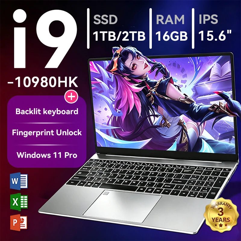 Ordinateur portable de jeu ACEKAMAS 15,6 pouces 2026, Intel Core i9 10980HK, écran IPS 4K, 16 Go DDR4, SSD M.2 1 To, Windows 11 Pro - FATAONOrdinateur portable de jeu ACEKAMAS 15,6 pouces 2026, Intel Core i9 10980HK, écran IPS 4K, 16 Go DDR4, SSD M.2 1 To, Windows 11 ProProductivité & OrganisationFATAON
