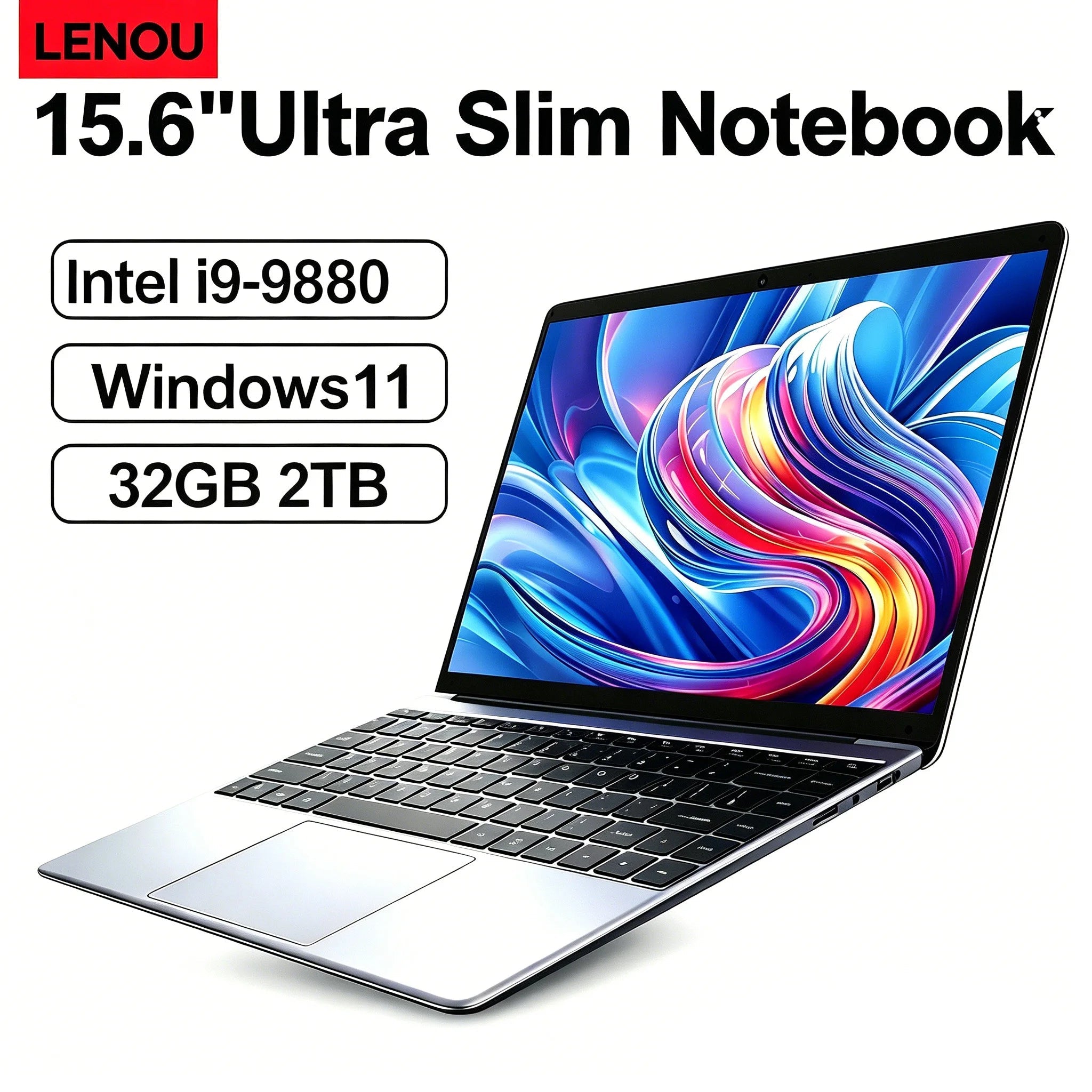 Ordinateur portable LENOU ultra fin 15,6 pouces, 32 Go, 2 To, Windows 11, Intel Core i9-9880, pour jeux, bureau, étudiants, portable, professionnel - FATAONOrdinateur portable LENOU ultra fin 15,6 pouces, 32 Go, 2 To, Windows 11, Intel Core i9-9880, pour jeux, bureau, étudiants, portable, professionnelProductivité & OrganisationFATAON