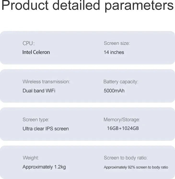 Ordinateur portable Ultra mince 14.1 "16 go de RAM 2 to SSD Intel N3700 ordinateur portable Windows 11 Pro 1920*1080 affichage bureau étude ordinateur PC - FATAONOrdinateur portable Ultra mince 14.1 "16 go de RAM 2 to SSD Intel N3700 ordinateur portable Windows 11 Pro 1920*1080 affichage bureau étude ordinateur PCProductivité & OrganisationFATAON