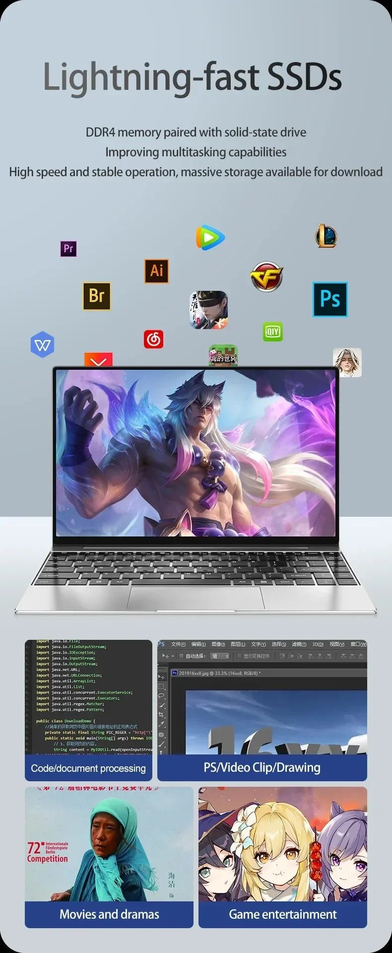 Ordinateur portable Ultra mince 14.1 "16 go de RAM 2 to SSD Intel N3700 ordinateur portable Windows 11 Pro 1920*1080 affichage bureau étude ordinateur PC - FATAONOrdinateur portable Ultra mince 14.1 "16 go de RAM 2 to SSD Intel N3700 ordinateur portable Windows 11 Pro 1920*1080 affichage bureau étude ordinateur PCProductivité & OrganisationFATAON
