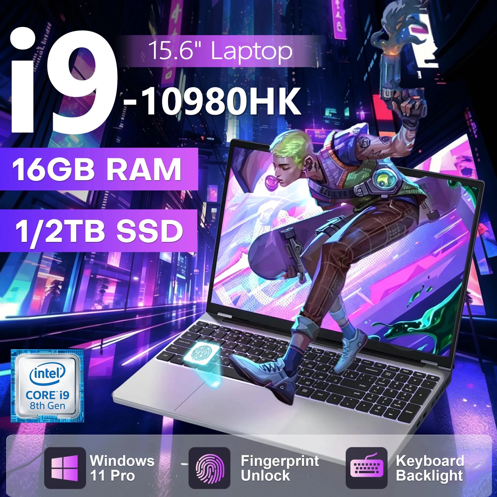 Ordinateur portable Windows 11 Pro i9 15,6 pouces, processeur Intel Core i9 10980HK, 16 Go de RAM, SSD 1 To, déverrouillage par empreinte digitale, clavier rétroéclairé - FATAONOrdinateur portable Windows 11 Pro i9 15,6 pouces, processeur Intel Core i9 10980HK, 16 Go de RAM, SSD 1 To, déverrouillage par empreinte digitale, clavier rétroéclairéProductivité & OrganisationFATAON