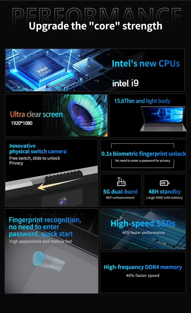 Ordinateur portable Windows 11 Pro i9 15,6 pouces, processeur Intel Core i9 10980HK, 16 Go de RAM, SSD 1 To, déverrouillage par empreinte digitale, clavier rétroéclairé - FATAONOrdinateur portable Windows 11 Pro i9 15,6 pouces, processeur Intel Core i9 10980HK, 16 Go de RAM, SSD 1 To, déverrouillage par empreinte digitale, clavier rétroéclairéProductivité & OrganisationFATAON