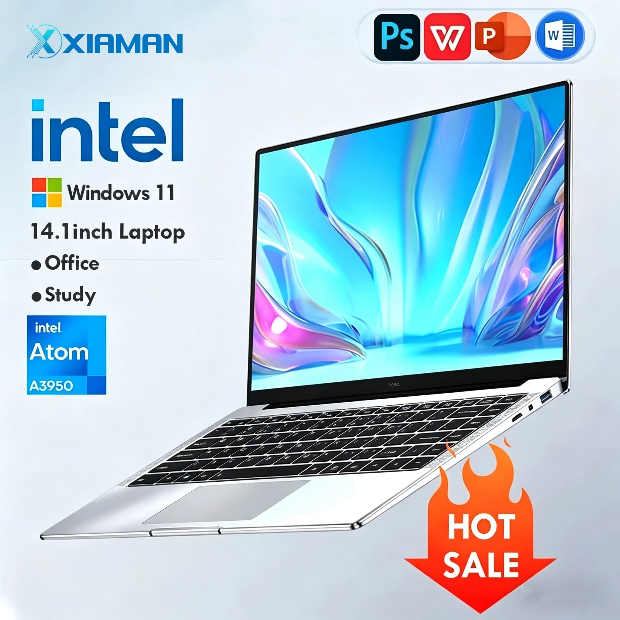 Ordinateur portable Xiaman ultra fin Windows 11, 14,1 pouces, 12 Go de RAM, 1 To SSD, Intel Atom A3950, 1920*1080, ordinateur de bureau et d'étude - FATAONOrdinateur portable Xiaman ultra fin Windows 11, 14,1 pouces, 12 Go de RAM, 1 To SSD, Intel Atom A3950, 1920*1080, ordinateur de bureau et d'étudeProductivité & OrganisationFATAON