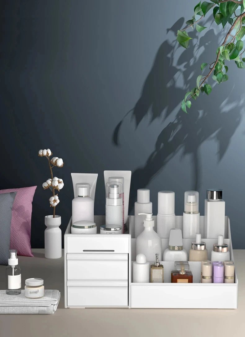 Organisateur cosmétique de bureau polyvalent avec conception de tiroir, idéal pour le rangement du dortoir et la collecte de maquillage - FATAONOrganisateur cosmétique de bureau polyvalent avec conception de tiroir, idéal pour le rangement du dortoir et la collecte de maquillageSolutions MaisonFATAON