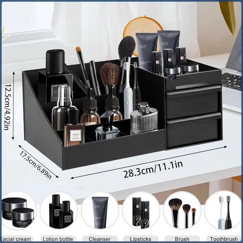 Organisateur de parfum et de colonnes pour hommes avec tiroirs – Boîte de rangement de cosmétiques de comptoir adaptée aux soins de la peau et aux articles de toilette - FATAONOrganisateur de parfum et de colonnes pour hommes avec tiroirs – Boîte de rangement de cosmétiques de comptoir adaptée aux soins de la peau et aux articles de toiletteSolutions MaisonFATAON