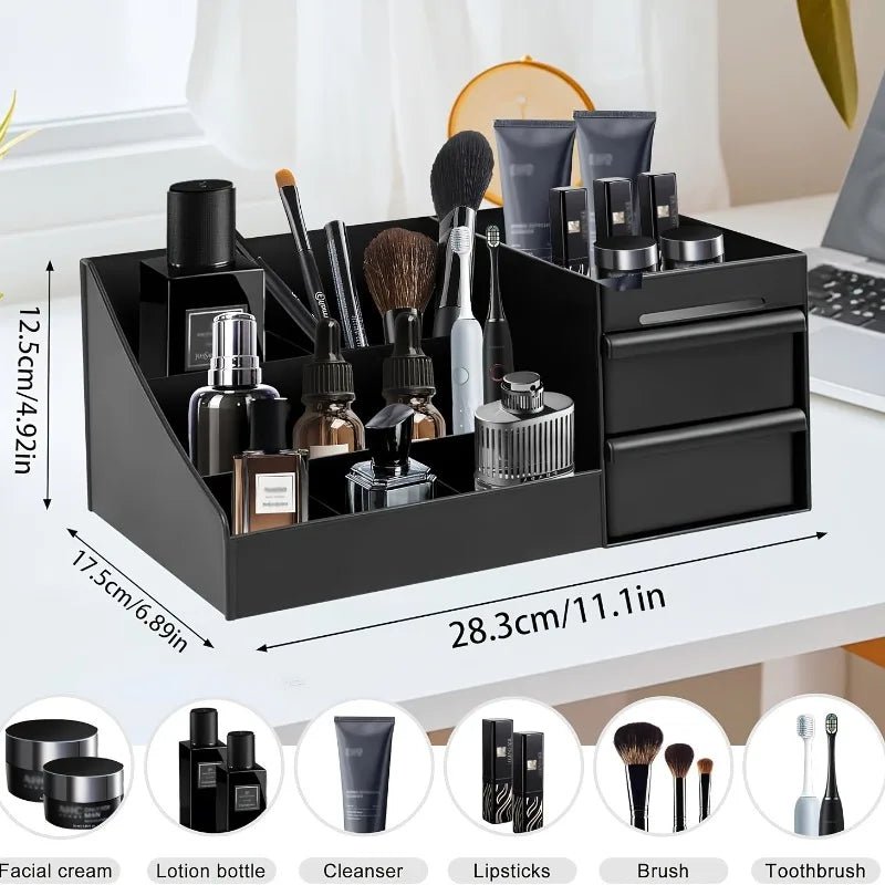 Organisateur de parfum et de colonnes pour hommes avec tiroirs – Boîte de rangement de cosmétiques de comptoir adaptée aux soins de la peau et aux articles de toilette - FATAONOrganisateur de parfum et de colonnes pour hommes avec tiroirs – Boîte de rangement de cosmétiques de comptoir adaptée aux soins de la peau et aux articles de toiletteSolutions MaisonFATAON