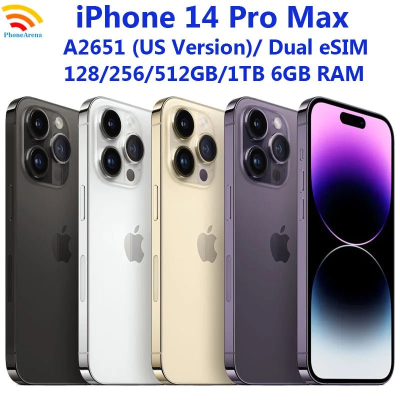 Original iPhone 14 Pro Max double eSIM 128/256/512GB 1 to ROM 6GB RAM 6.7 "véritable Retina OLED Face ID NFC A15 14ProMax 5G téléphone - FATAONOriginal iPhone 14 Pro Max double eSIM 128/256/512GB 1 to ROM 6GB RAM 6.7 "véritable Retina OLED Face ID NFC A15 14ProMax 5G téléphoneProductivité & OrganisationFATAON