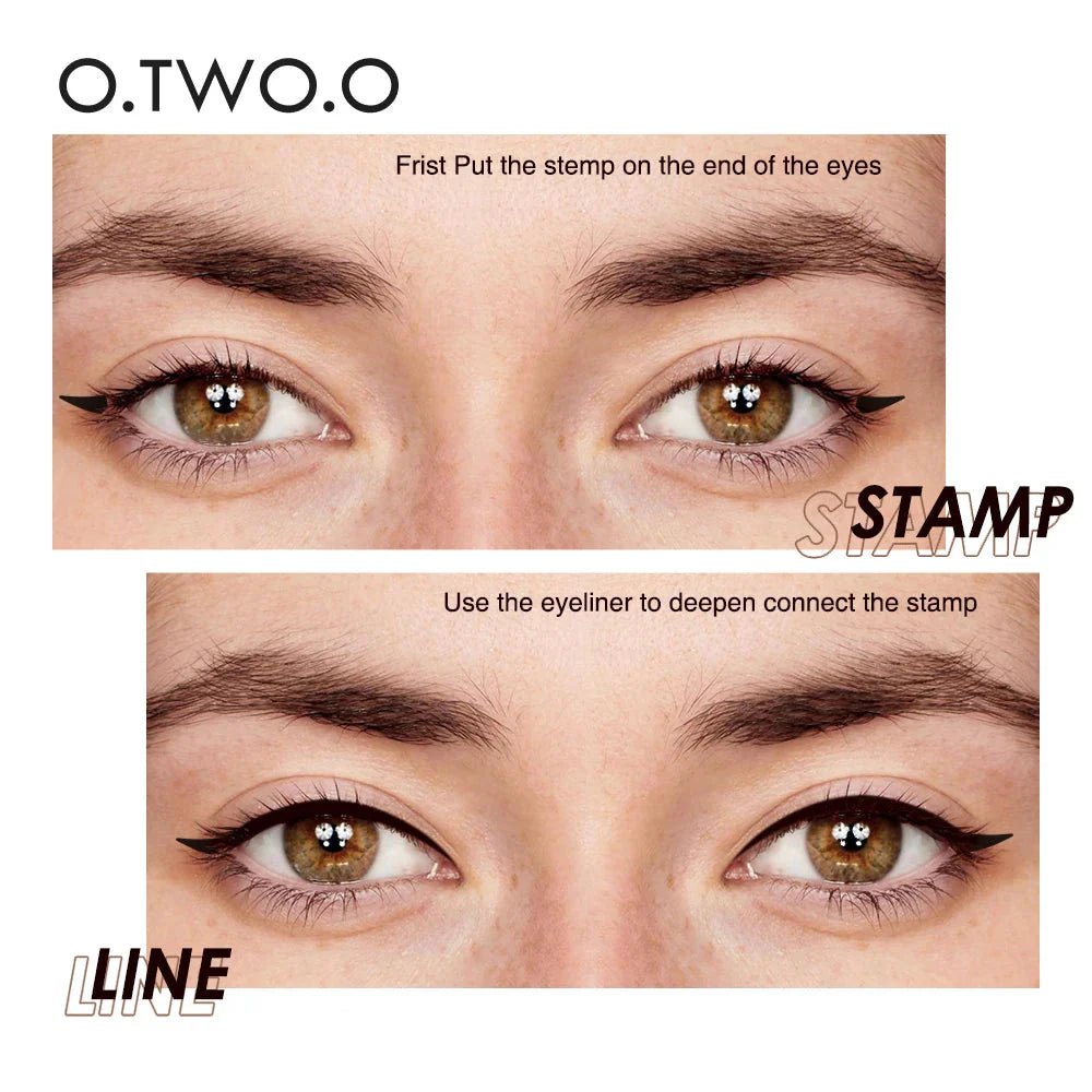 O.TWO.O Eyeliner Stamp Black Liquid Eyeliner Pen Waterproof Fast Dry Double - Ended Eye Liner Pencil Make - Up for Women Cosmetics - Fix & GoO.TWO.O Eyeliner Stamp Black Liquid Eyeliner Pen Waterproof Fast Dry Double - Ended Eye Liner Pencil Make - Up for Women CosmeticsFix & Go