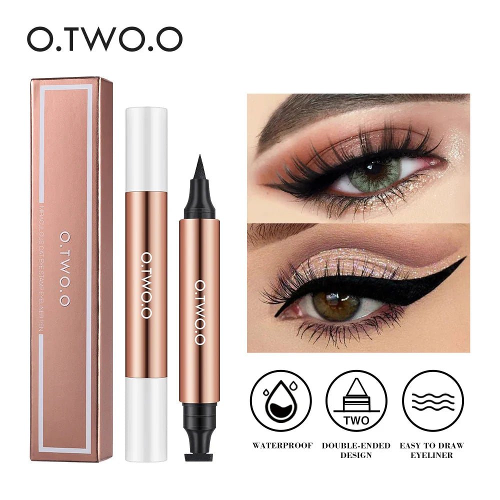 O.TWO.O Eyeliner Stamp Black Liquid Eyeliner Pen Waterproof Fast Dry Double - Ended Eye Liner Pencil Make - Up for Women Cosmetics - Fix & GoO.TWO.O Eyeliner Stamp Black Liquid Eyeliner Pen Waterproof Fast Dry Double - Ended Eye Liner Pencil Make - Up for Women CosmeticsFix & Go