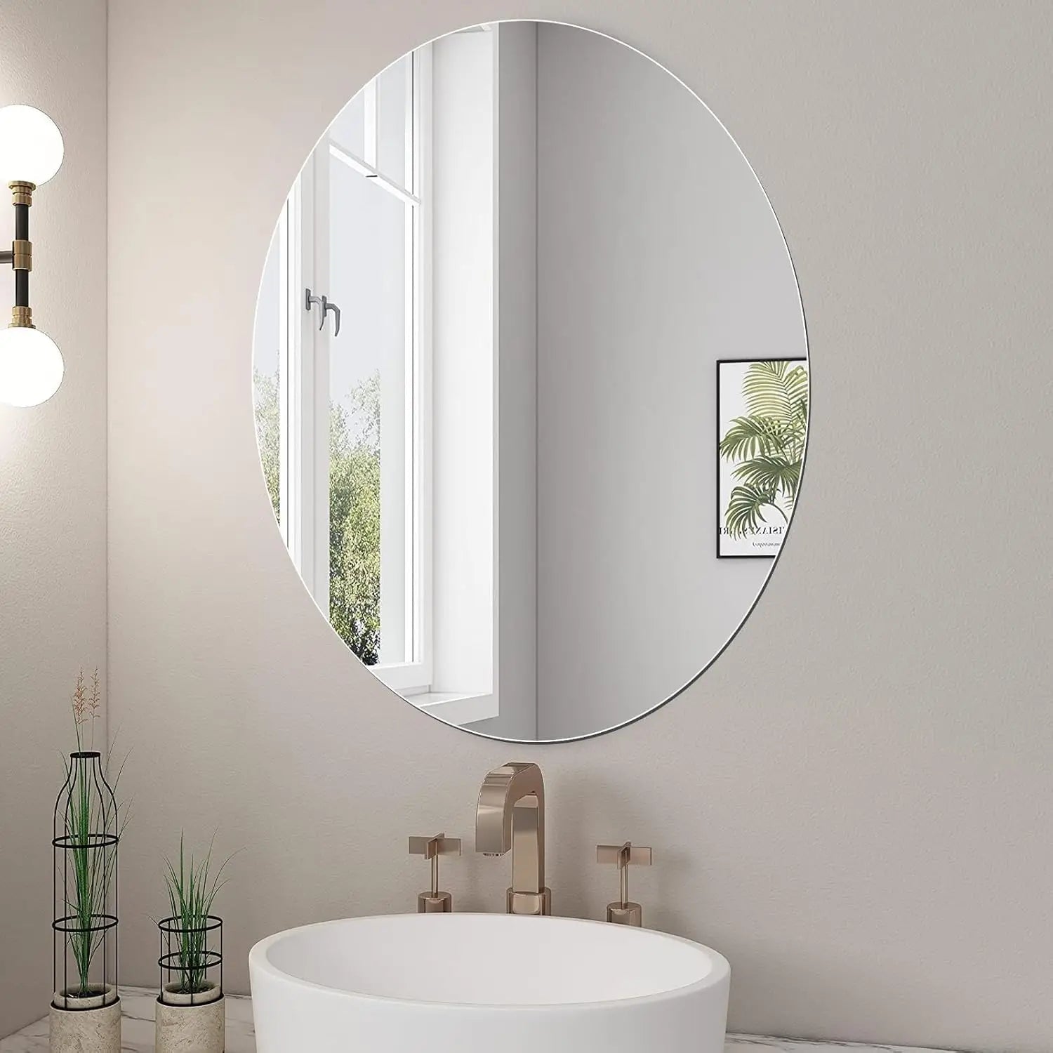 Oval Acrylic Unbreakable Frameless Wall-Mounted Bathroom Mirror China Bedroom Home Decor - FATAONOval Acrylic Unbreakable Frameless Wall-Mounted Bathroom Mirror China Bedroom Home DecorSolutions MaisonFATAON