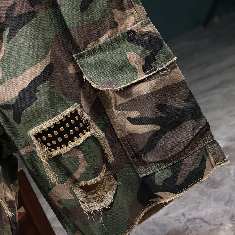 Overalls Camouflage Shorts Men's Summer Loose Casual Pants Foreign Trade Cross-border Patch Personalized Trendy Pants Men's Wear - FATAONOveralls Camouflage Shorts Men's Summer Loose Casual Pants Foreign Trade Cross-border Patch Personalized Trendy Pants Men's WearMode HommeFATAON