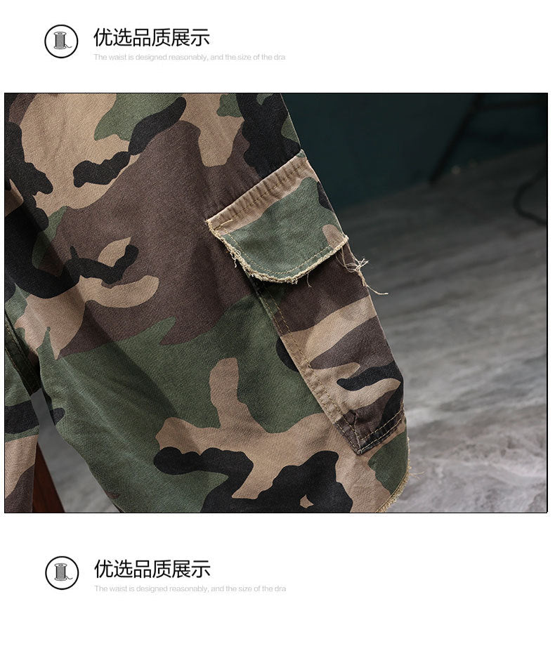 Overalls Camouflage Shorts Men's Summer Loose Casual Pants Foreign Trade Cross-border Patch Personalized Trendy Pants Men's Wear - FATAONOveralls Camouflage Shorts Men's Summer Loose Casual Pants Foreign Trade Cross-border Patch Personalized Trendy Pants Men's WearMode HommeFATAON