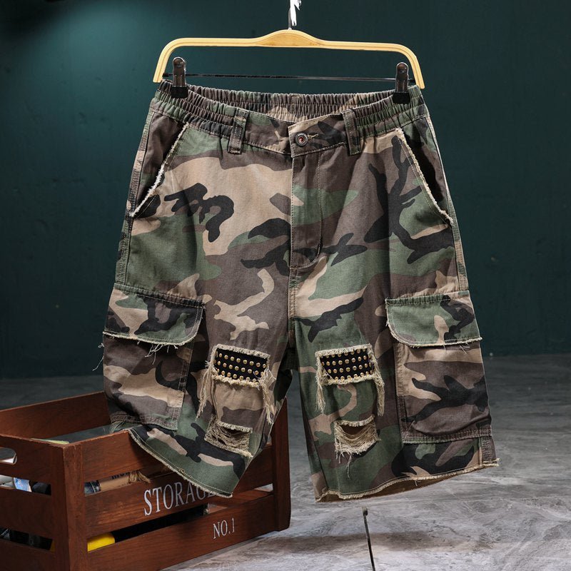 Overalls Camouflage Shorts Men's Summer Loose Casual Pants Foreign Trade Cross-border Patch Personalized Trendy Pants Men's Wear - FATAONOveralls Camouflage Shorts Men's Summer Loose Casual Pants Foreign Trade Cross-border Patch Personalized Trendy Pants Men's WearMode HommeFATAON