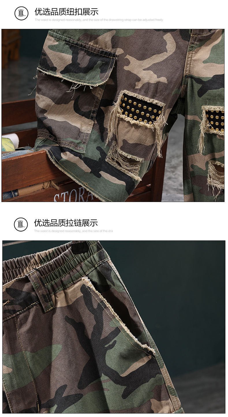 Overalls Camouflage Shorts Men's Summer Loose Casual Pants Foreign Trade Cross-border Patch Personalized Trendy Pants Men's Wear - FATAONOveralls Camouflage Shorts Men's Summer Loose Casual Pants Foreign Trade Cross-border Patch Personalized Trendy Pants Men's WearMode HommeFATAON