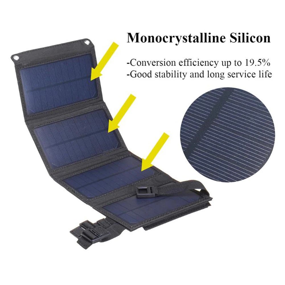 Panneau solaire pliable USB Portable, panneaux solaires pliants pour voyage, banque de chargement de téléphone Portable, lampe de poche, ventilateur de téléphone Portable Ba - FATAONPanneau solaire pliable USB Portable, panneaux solaires pliants pour voyage, banque de chargement de téléphone Portable, lampe de poche, ventilateur de téléphone Portable BaProductivité & OrganisationFATAON