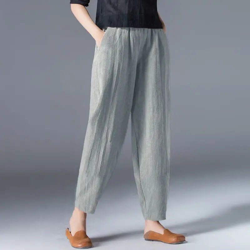 Pantalon à jambes larges en coton pour femme, ample, surdimensionné, couleur unie, sarouel, décontracté, taille élastique, longueur cheville, vêtements pour femmes, été - FATAONPantalon à jambes larges en coton pour femme, ample, surdimensionné, couleur unie, sarouel, décontracté, taille élastique, longueur cheville, vêtements pour femmes, étéMode FemmeFATAON