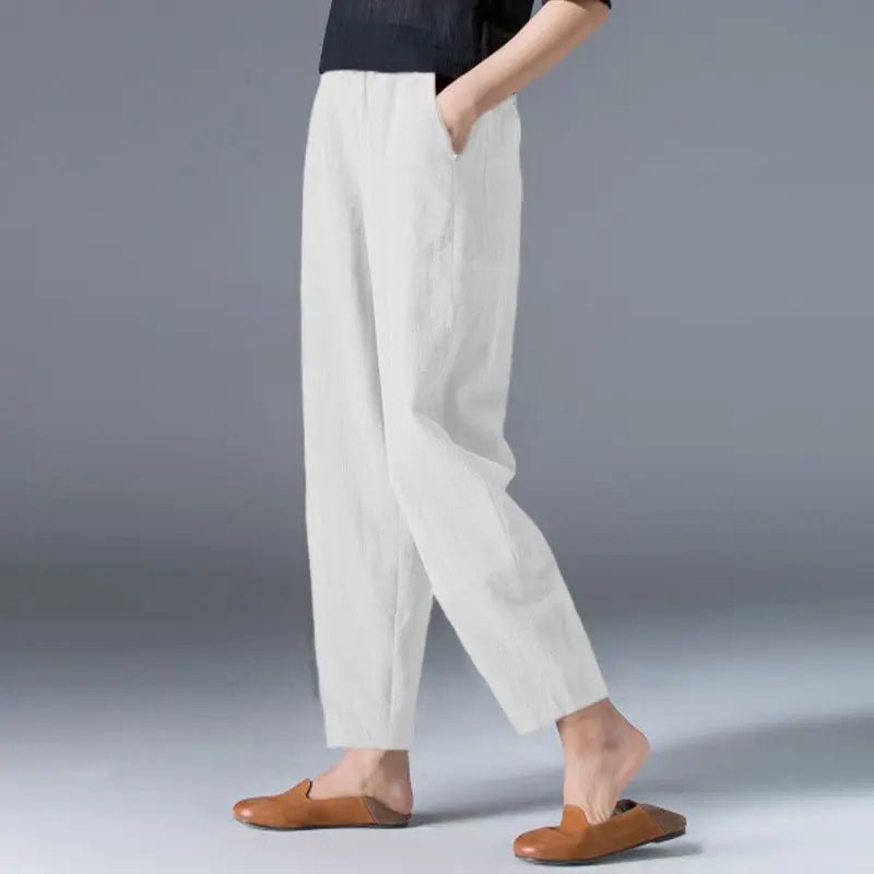 Pantalon à jambes larges en coton pour femme, ample, surdimensionné, couleur unie, sarouel, décontracté, taille élastique, longueur cheville, vêtements pour femmes, été - FATAONPantalon à jambes larges en coton pour femme, ample, surdimensionné, couleur unie, sarouel, décontracté, taille élastique, longueur cheville, vêtements pour femmes, étéMode FemmeFATAON