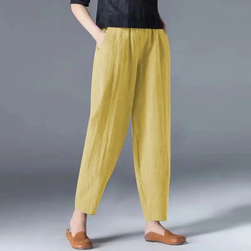Pantalon à jambes larges en coton pour femme, ample, surdimensionné, couleur unie, sarouel, décontracté, taille élastique, longueur cheville, vêtements pour femmes, été - FATAONPantalon à jambes larges en coton pour femme, ample, surdimensionné, couleur unie, sarouel, décontracté, taille élastique, longueur cheville, vêtements pour femmes, étéMode FemmeFATAON