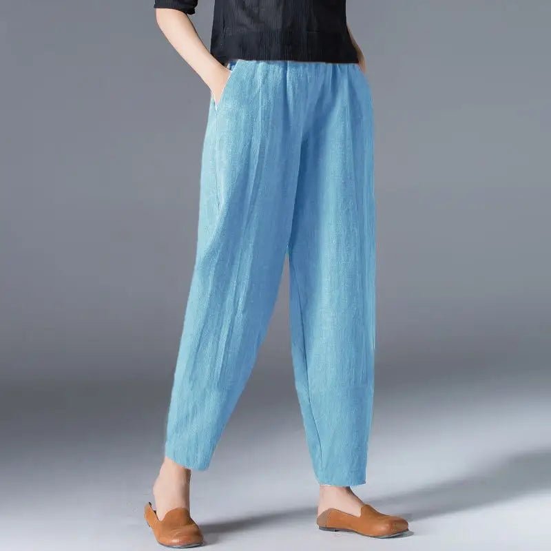 Pantalon à jambes larges en coton pour femme, ample, surdimensionné, couleur unie, sarouel, décontracté, taille élastique, longueur cheville, vêtements pour femmes, été - FATAONPantalon à jambes larges en coton pour femme, ample, surdimensionné, couleur unie, sarouel, décontracté, taille élastique, longueur cheville, vêtements pour femmes, étéMode FemmeFATAON