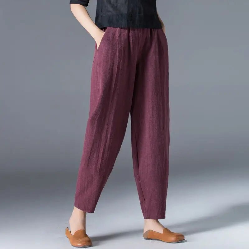 Pantalon à jambes larges en coton pour femme, ample, surdimensionné, couleur unie, sarouel, décontracté, taille élastique, longueur cheville, vêtements pour femmes, été - FATAONPantalon à jambes larges en coton pour femme, ample, surdimensionné, couleur unie, sarouel, décontracté, taille élastique, longueur cheville, vêtements pour femmes, étéMode FemmeFATAON