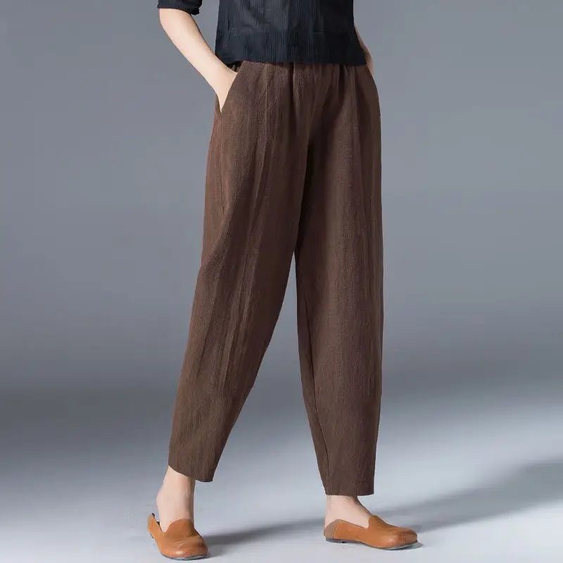 Pantalon à jambes larges en coton pour femme, ample, surdimensionné, couleur unie, sarouel, décontracté, taille élastique, longueur cheville, vêtements pour femmes, été - FATAONPantalon à jambes larges en coton pour femme, ample, surdimensionné, couleur unie, sarouel, décontracté, taille élastique, longueur cheville, vêtements pour femmes, étéMode FemmeFATAON