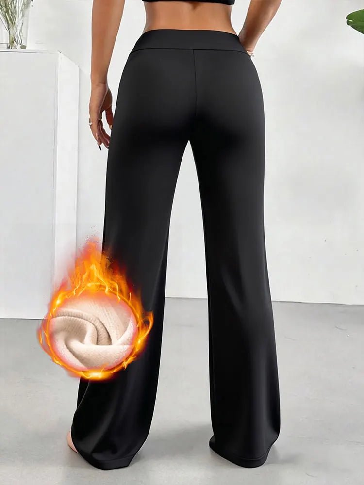 Pantalon large doublé polaire chaud, taille haute, coupe droite, pour femme, vêtement doux et décontracté, idéal pour l'extérieur en hiver - FATAONPantalon large doublé polaire chaud, taille haute, coupe droite, pour femme, vêtement doux et décontracté, idéal pour l'extérieur en hiverMode FemmeFATAON