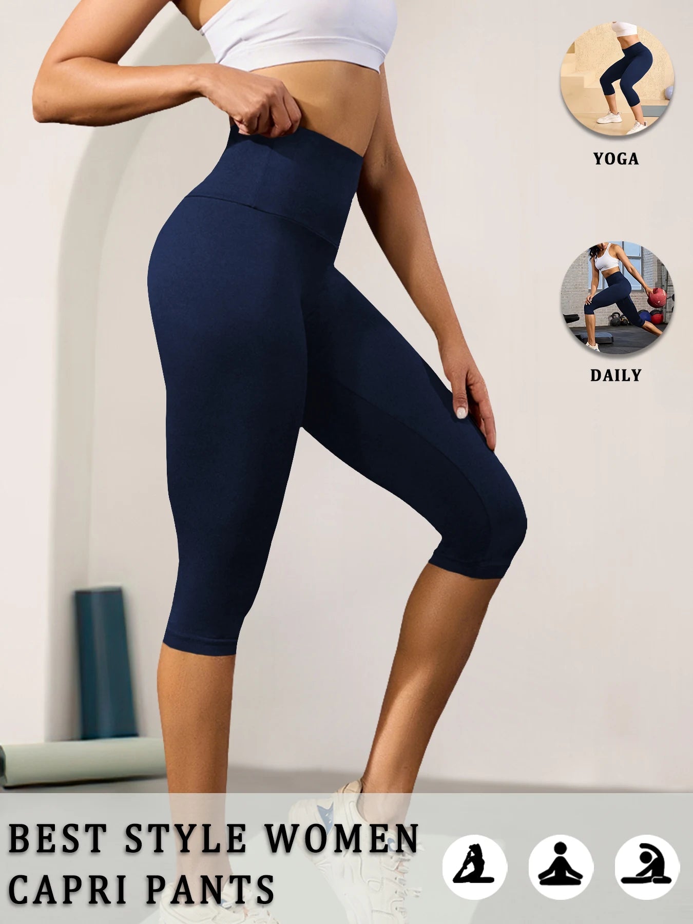 Pantalons capri taille haute pour femmes, super doux, non transparents, effet ventre plat, pour yoga, course à pied, entraînement, maison, leggings décontractés - FATAONPantalons capri taille haute pour femmes, super doux, non transparents, effet ventre plat, pour yoga, course à pied, entraînement, maison, leggings décontractésFitness FemmeFATAON