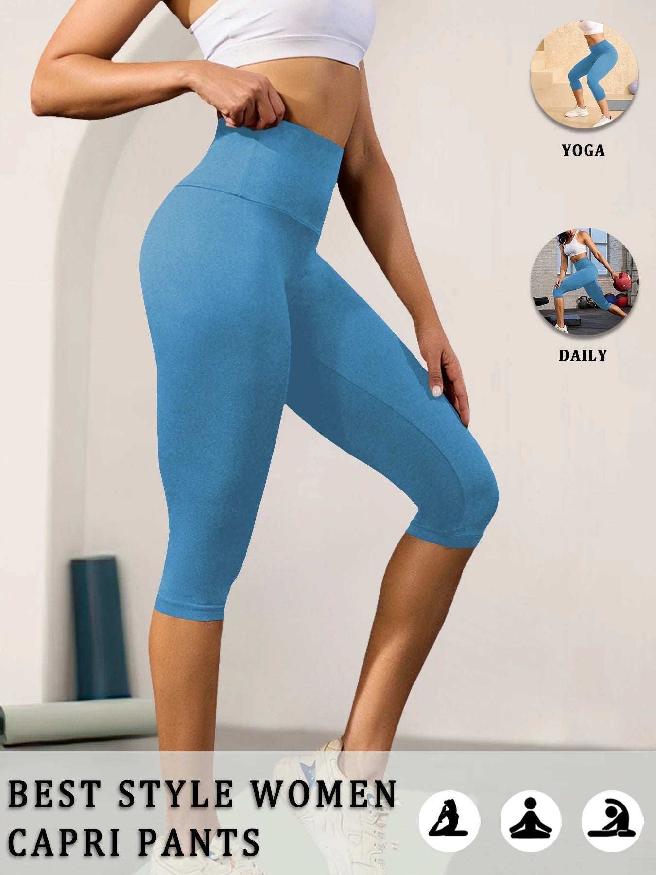 Pantalons capri taille haute pour femmes, super doux, non transparents, effet ventre plat, pour yoga, course à pied, entraînement, maison, leggings décontractés - FATAONPantalons capri taille haute pour femmes, super doux, non transparents, effet ventre plat, pour yoga, course à pied, entraînement, maison, leggings décontractésFitness FemmeFATAON