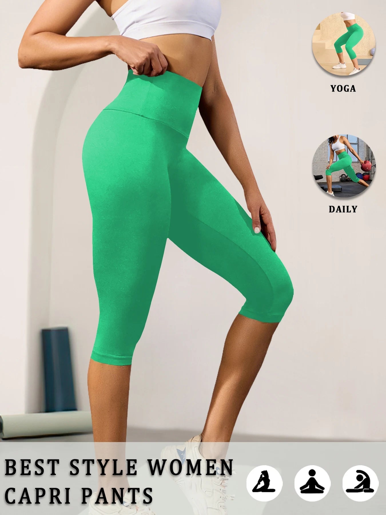 Pantalons capri taille haute pour femmes, super doux, non transparents, effet ventre plat, pour yoga, course à pied, entraînement, maison, leggings décontractés - FATAONPantalons capri taille haute pour femmes, super doux, non transparents, effet ventre plat, pour yoga, course à pied, entraînement, maison, leggings décontractésFitness FemmeFATAON
