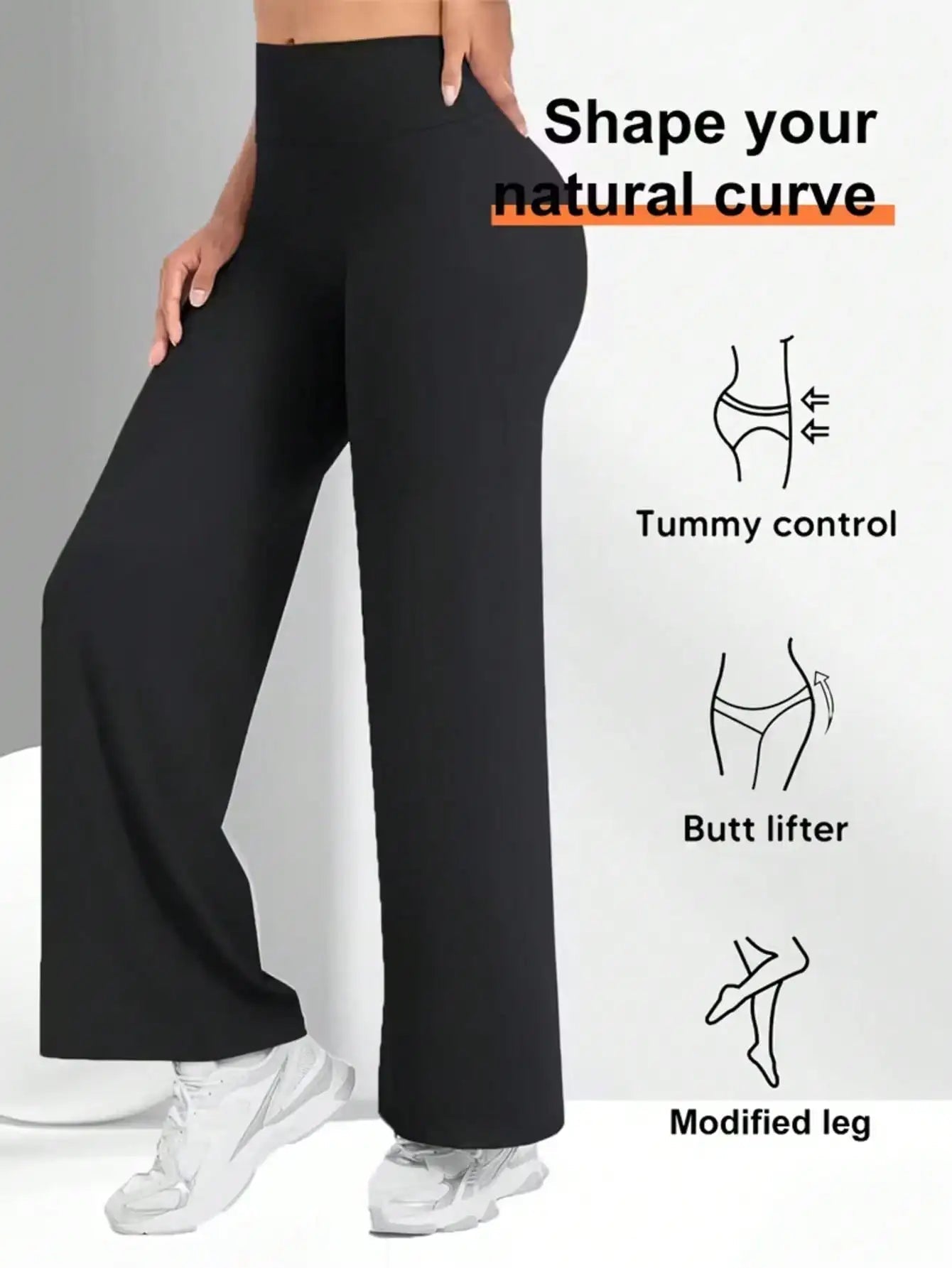 Pantalons de yoga pour femmes à taille haute et jambes larges, couleur unie, ceinture élastique, tissu confortable pour la remise en forme en plein air - FATAONPantalons de yoga pour femmes à taille haute et jambes larges, couleur unie, ceinture élastique, tissu confortable pour la remise en forme en plein airMode FemmeFATAON