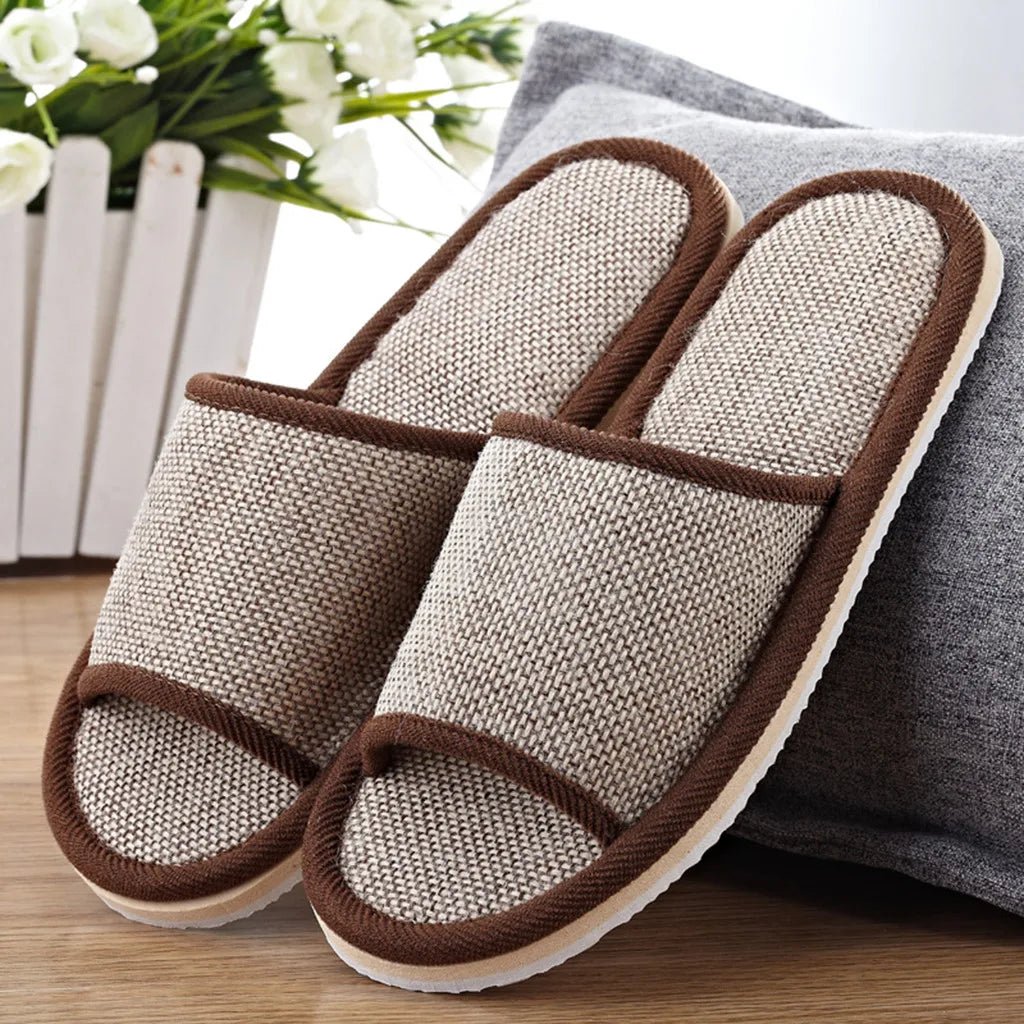 Pantoufles en lin pour femmes et hommes, pantoufles de sol d'intérieur, pour la maison quotidienne, simples, unies, muettes, antidérapantes, confortables - FATAONPantoufles en lin pour femmes et hommes, pantoufles de sol d'intérieur, pour la maison quotidienne, simples, unies, muettes, antidérapantes, confortablesMode FemmeFATAON